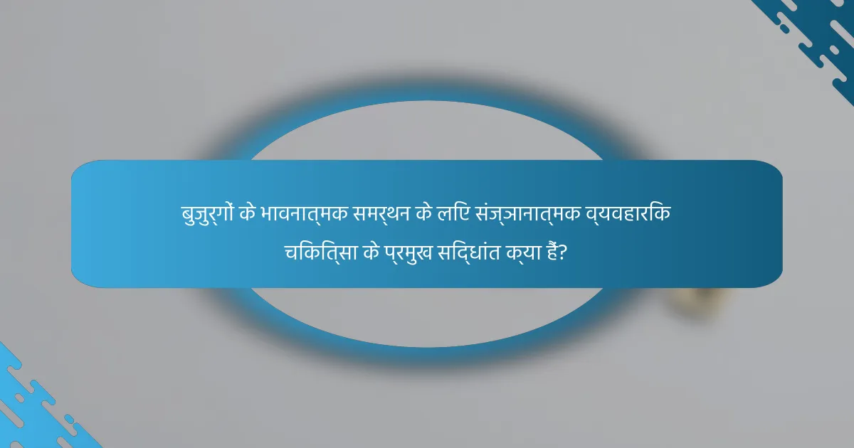 बुजुर्गों के भावनात्मक समर्थन के लिए संज्ञानात्मक व्यवहारिक चिकित्सा के प्रमुख सिद्धांत क्या हैं?