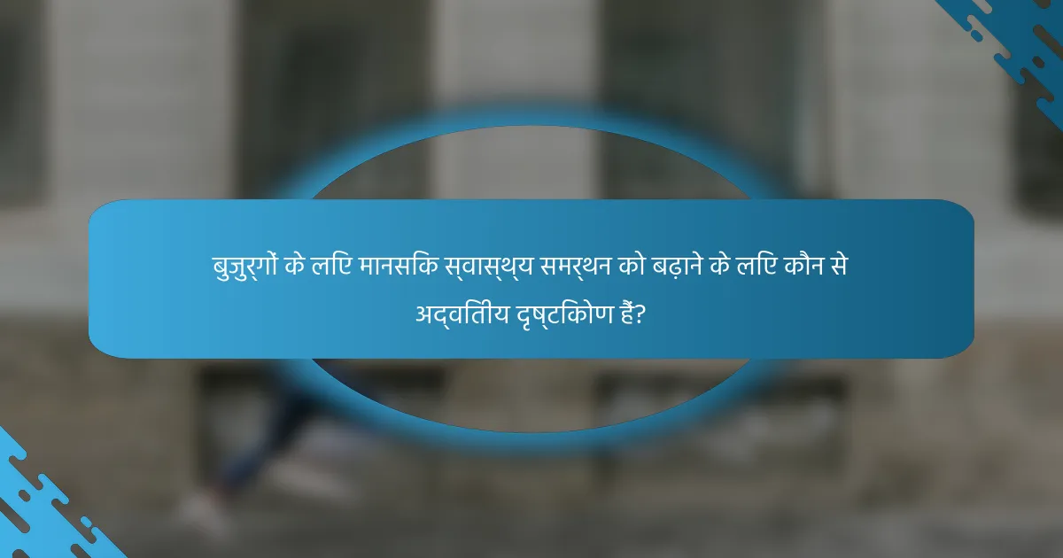बुजुर्गों के लिए मानसिक स्वास्थ्य समर्थन को बढ़ाने के लिए कौन से अद्वितीय दृष्टिकोण हैं?