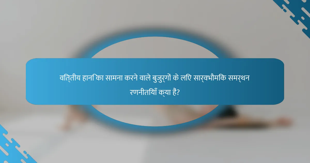 वित्तीय हानि का सामना करने वाले बुजुर्गों के लिए सार्वभौमिक समर्थन रणनीतियाँ क्या हैं?