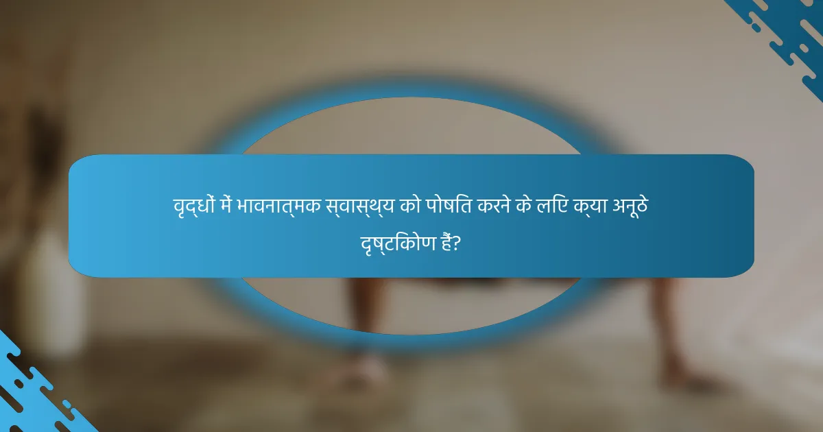 वृद्धों में भावनात्मक स्वास्थ्य को पोषित करने के लिए क्या अनूठे दृष्टिकोण हैं?