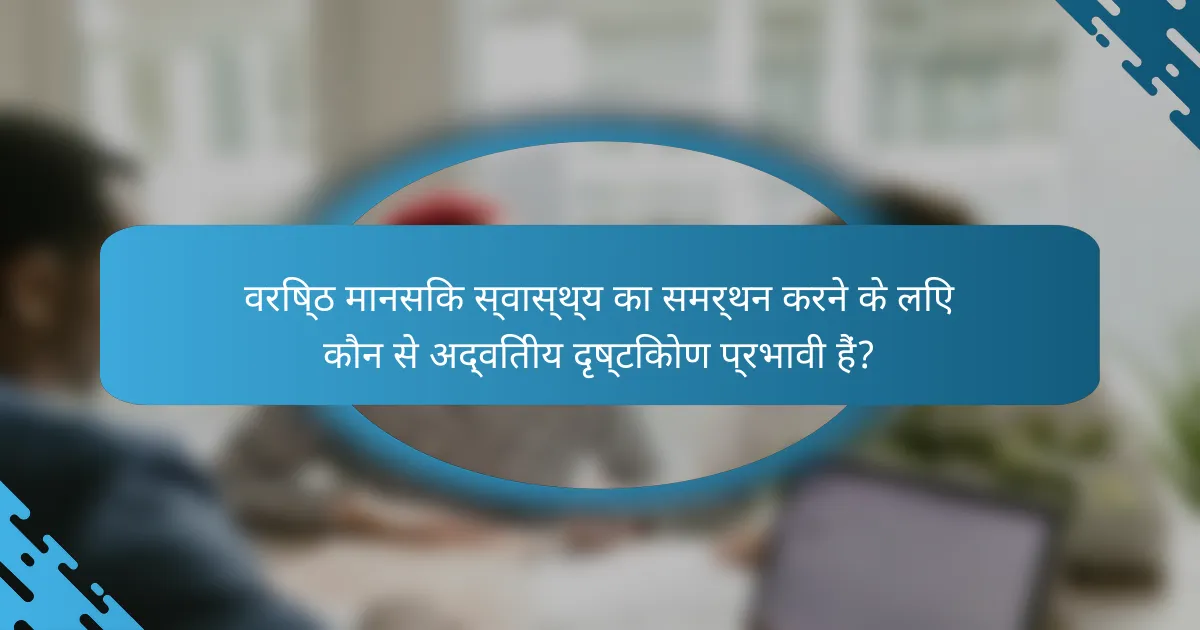 वरिष्ठ मानसिक स्वास्थ्य का समर्थन करने के लिए कौन से अद्वितीय दृष्टिकोण प्रभावी हैं?