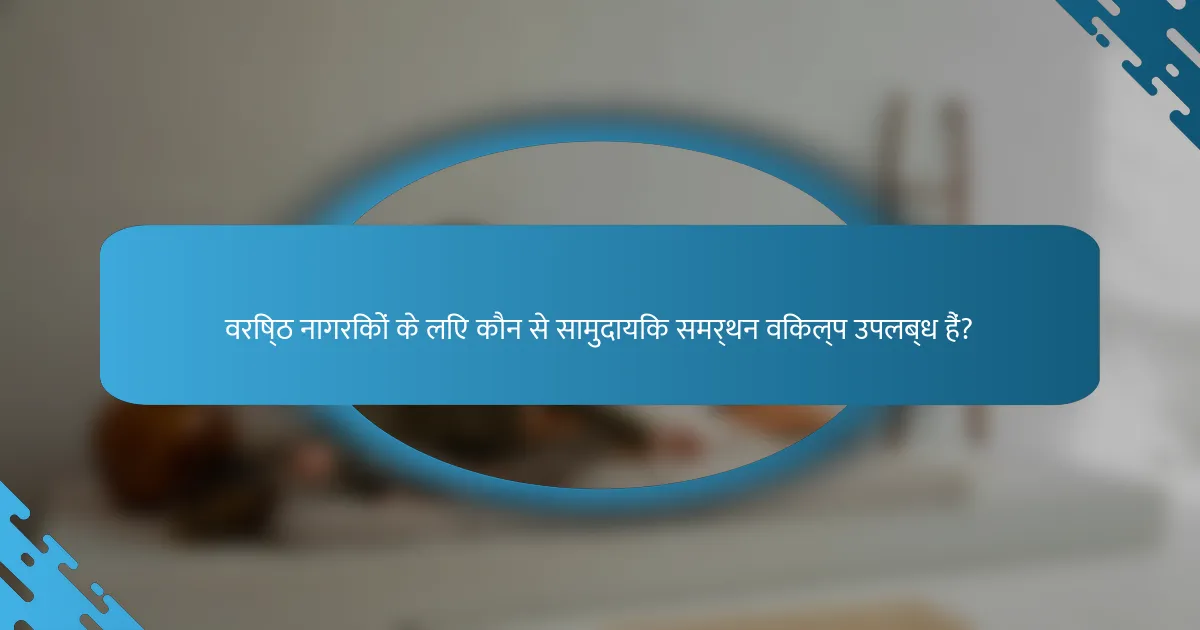 वरिष्ठ नागरिकों के लिए कौन से सामुदायिक समर्थन विकल्प उपलब्ध हैं?