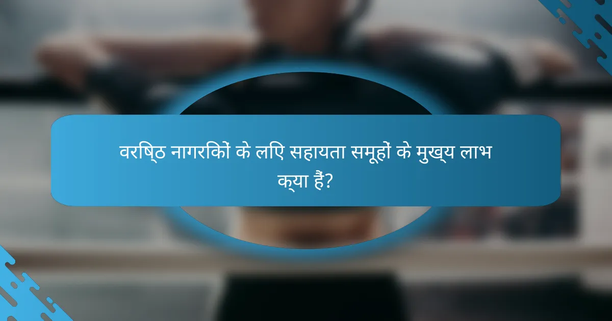 वरिष्ठ नागरिकों के लिए सहायता समूहों के मुख्य लाभ क्या हैं?